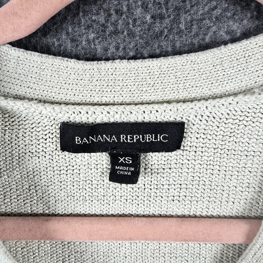 Banana Republic Women XS Cream Cardigan Silver‎ Metal Button Down Mid Sleeve - Picture 3 of 10